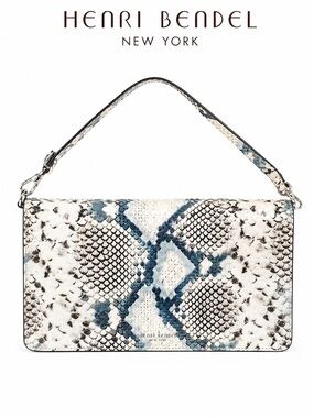 Henri Bendel Chambray Blue Multi-Tasker Snake Embossed Convertible Wallet Clutch